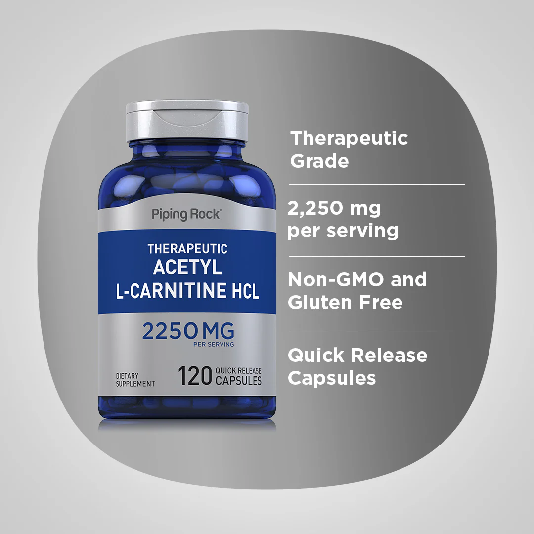 Acetyl L-Carnitine, 2250 mg (per serving), 120 Quick Release Capsules, 2  Bottles - Image 3